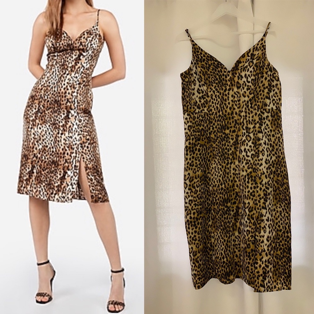 Express Leopard V-neck Slip Dress
